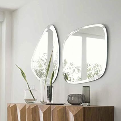 TINITALO Premium Glass Frameless Decorative Mirror for Wall Bathrooms Home Mirror Decor Mirror Size : 24X15 24X18 Set of 2 QG 33 (Unframed, Octagonal, Silver)