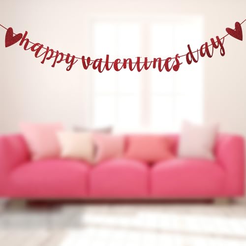 Valentine Banner | Happy Valentine's Day Letter Banner Garland Decoration - 18 Piece Letter Hanging String Garland