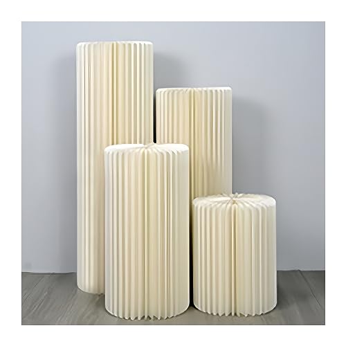 Pedestal de cartón con columnas, Soporte Plegable para Flores de Papel, Expositor con Tapa acrílica (40 cm de Profundidad)