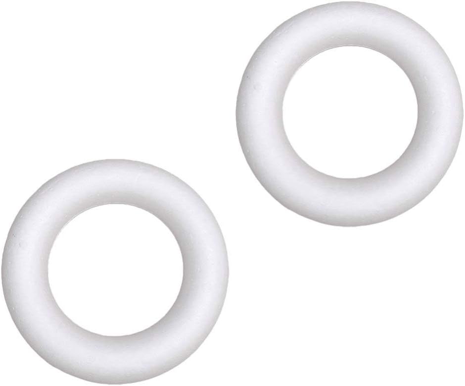 Healifty 2pcs White Foam Rings Polystyrene Foam Ring for DIY Arts and Crafts Supplies Wedding Wreath Floral Arranging Decoration - Image 3