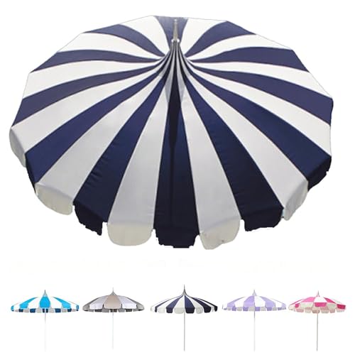 ZYXQQJ Parasol Pagode 2.3 M Protection UV Parasol De Plage À Rayures Parasol D'extérieur pour Jardin Piscine Marché Terrasse, Robuste Facile À Utiliser(Blue)