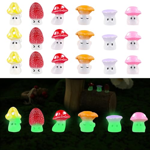 XIHIRCD 30 Pièces de Mini Champignons Lumineux, Petits Champignons en Résine Statue de Champignon Décorations de Champignons pour Micro Paysage Patio Jardin...