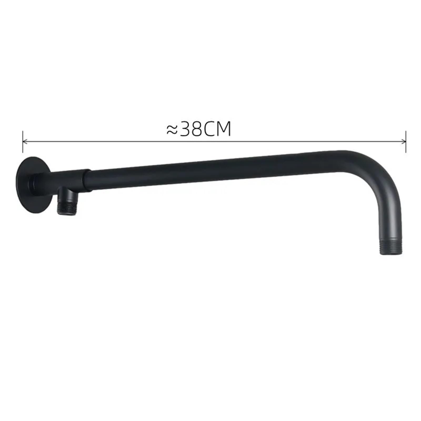 Brazo extensor para cabezal de ducha Brazo de extensión cabezal ducha 38/48cm, montaje en pared, tubo lluvia acero inoxidable, soporte, Base, accesorios baño(Black-38cm)