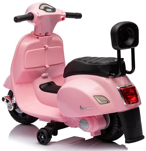 Vespa Elektroroller Elektrofahrzeug Kinderfahrzeug Scooter (Rosa mit Rückenlehne) – Bild 4