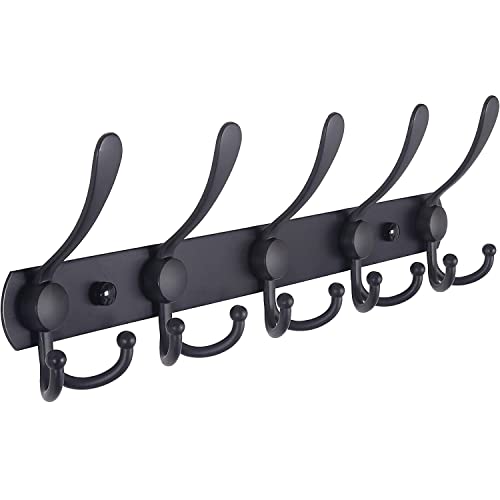 El Mejor Listado de Ganchos para batas de casa los más solicitados. 46 SOJITAS Ganchos para Bata de Accesorios para Baño, 5 Ganchos para Pared de Doble Punta para Colgar Toallas Bolsas y Mochilas, Percha de Ropa Incluye Tornillos (Negro Mate, 1...