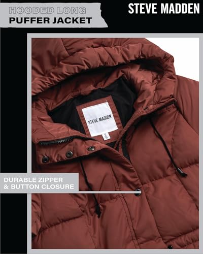 Steve Madden Womens Winter Coat - Insulated Long Hooded Quilted Parka Puffer Jacket - Warm Winter Jacket for Women4