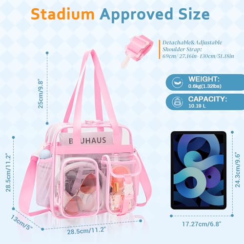 Image of Clear Tote Bag, Heavy Duty PVC 12x 12x6 in Clear Bag for Stadium Events for Women Men
