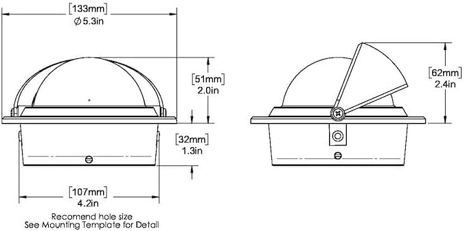 Compass White 12 Volt Green LED Flush Mount 3 Inch CombiDamp Dial 5-1/4 Inch Overall Width 4-3/16 Inch Mounting Hole