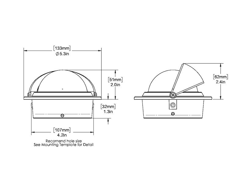 Part Synergy Compass White 12 Volt Green LED Flush Mount 3 Inch CombiDamp Dial 5-1/4 Inch Overall Width 4-3/16 Inch Mounting Hole