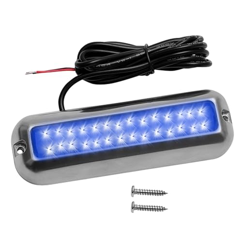 Underwater Boat Lights – 42 LED Marine Grade Mount Lamp, IP68 Waterproof Stainless Steel Light | Submersible Illumination Unit for Pontoon Stern Deck Transom Yacht Exterior Night