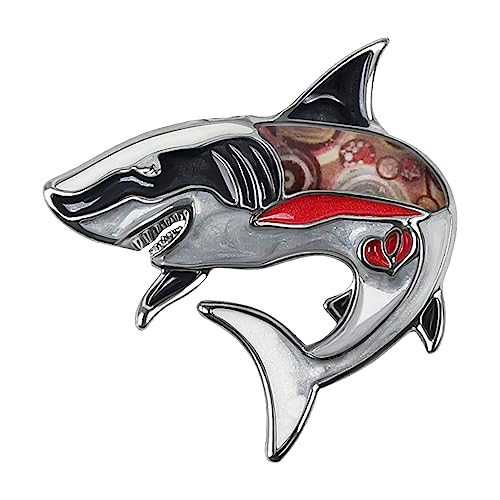 Image of Enamel Shark Brooch Pins Summer Jewelry Zinc Alloy Whale Dolphin Ocean Animals Brooches for Women Girls Gifts Scarf Pin Charms