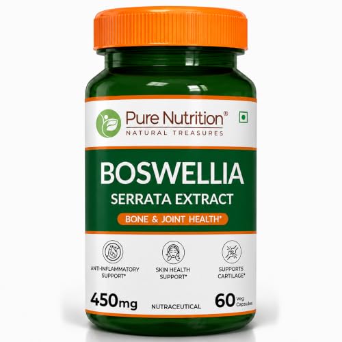 Image of Pure Nutrition Boswellia Serrata Supplements 450mg | Boswellia Serrata Capsules For Men & Women Supports Joint & Bone Health, Reduces Inflammation & Stiffness | Boosts Immunity & Skin Health - 60 Veg Capsules