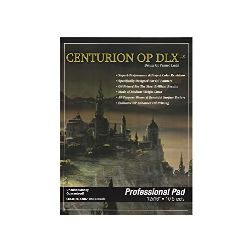 Centurion Deluxe Oil Primed Linen Pad (12x16 in - 6 Pack) 10 Sheets per Pad –11 oz. No Bleed Pages, Lightweight, Easy to Travel Canvas Pad - Art Pad for Plein Air Painting