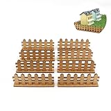 Fairy Garden Fence 8PCS Miniature Wood Fences Village Landscape Accessories Wooden Decorative Picket Fence Building Model Street Landscaping Garden Scenery (Woody)