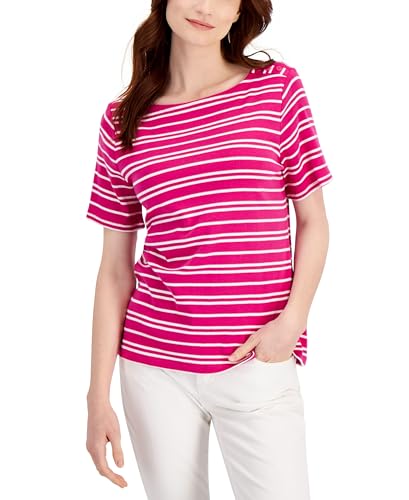 Charter CIub Womens Cotton Striped Top Pink Tutu...