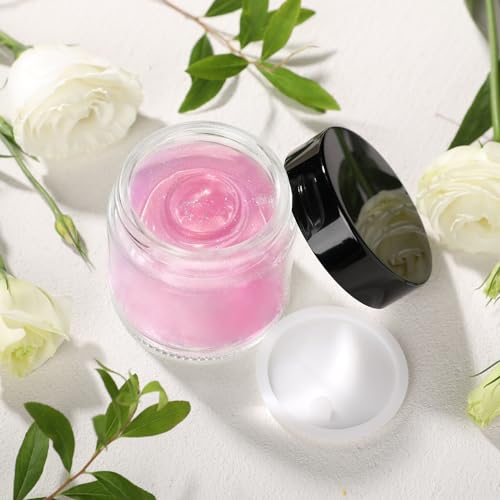 3 Pack Clear Small Glass Cosmetic Jars with Lids - 60 ml Empty Glass Makeup Containers for Sample, Cream, Lotion, Powder (2 OZ)3