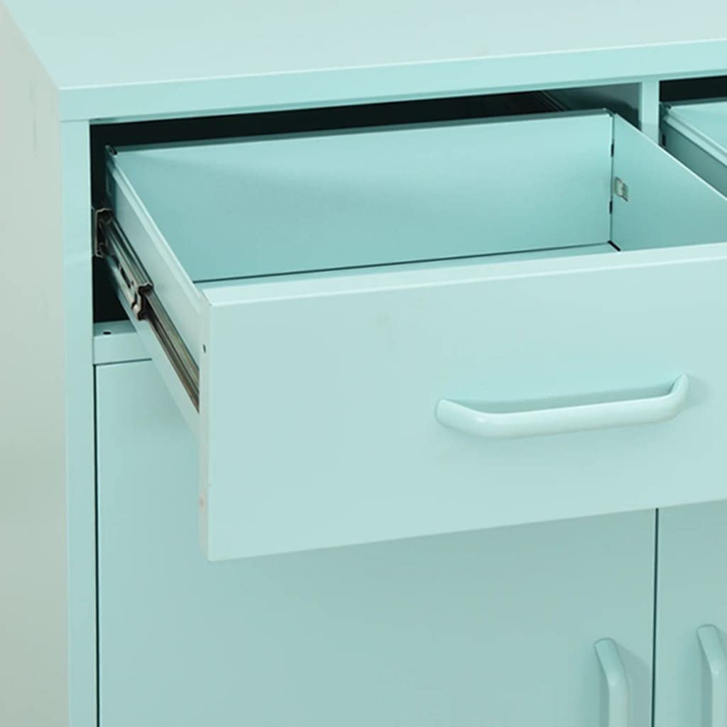 Armadio portaoggetti, 80 x 35 x 101,5 cm, in acciaio, con 2 ante e 2 cassetti, robusto armadio in metallo per soggiorno, ufficio e corridoio, versatile