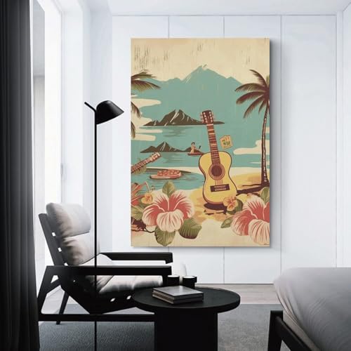 Peinture sur toile vintage hawaïenne pour un salon évasion - 3