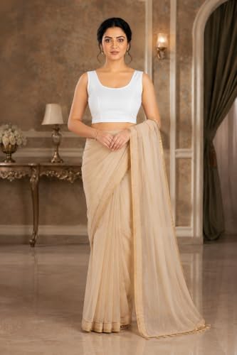 Image of Abhi Readymade Saree Blouse for Women- Sleeveless, Round Neck, Regular-fit, Stretchable, Pull-on Style Blouse