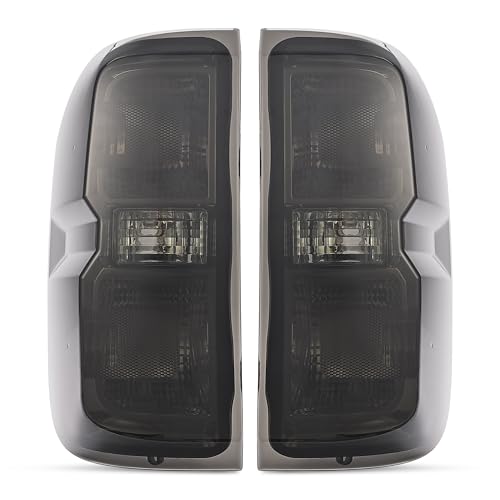 ALMULOO Tail Lights Compatible with 2014-2018 Chevy Chevrolet Silverado 1500 2500HD 3500 HD GMC Sierra 3500 HD Dually Model LH&RH Lamp w/o Bulbs Taillights Black Housing Smoke Lens