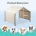 Volowoo Dog Tent, 4'x4'x3' Dog Shade Shelter Outdoor Deep Grey Tent for Large Medium Dogs, Outside Sun Rain Canopy Pet House for Cats Pigs Livestock with Waterproof Roof Ground Nails,Creamy White
