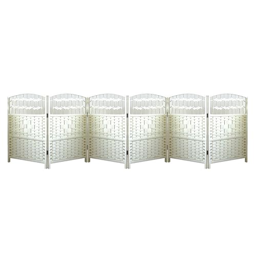 Cloison de séparation de salon : lot de 6 panneaux tissés blancs modulables 60x30 cm