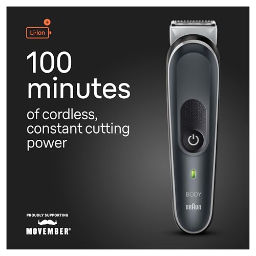 Image of Braun Body Groomer 5 for Men, BG5340, Manscaping Tool, SkinShield Technology, Sensitive Comb, Lifetime Sharp Metal Blade, Body Groomer for Men, Gray /White