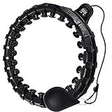 BEDEPOT Hoola Hoop for Adults Weight Loss - Smart Hoola Hoop with Led Counter- 24 Detachable Knots, Exercise Hoola Hoop 360 Adjustable - Weighted Hula Circle Hoops for Men/Women (Black