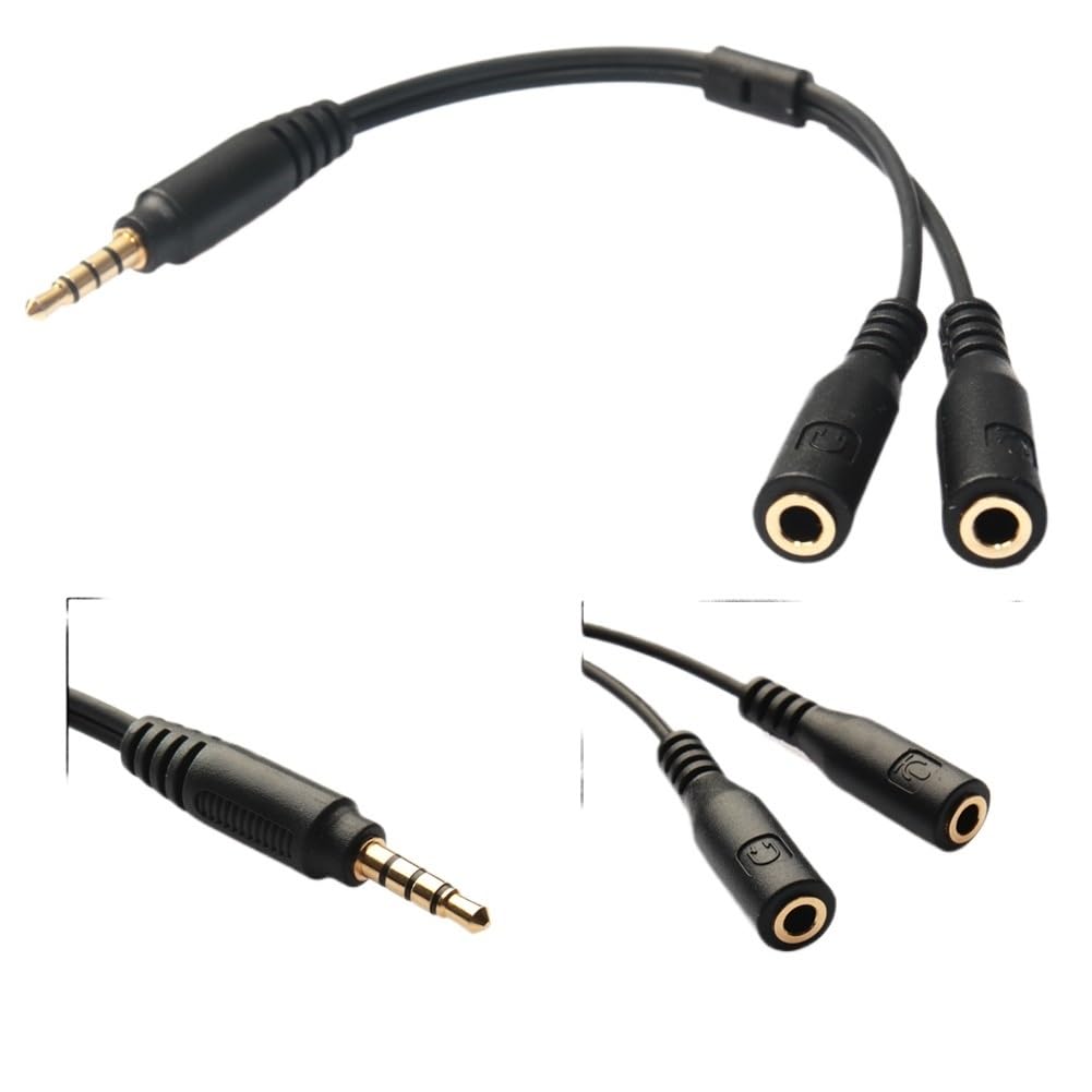 Cavo adattatore splitter per cuffie da 3,5 mm maschio a doppio TRS femmina, cavo di prolunga audio per cuffie Ja-ck (2 pezzi)