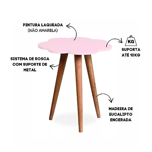 Mesa Nuvem Infantil De Canto Pe Palito Mdf Laqueado Rosa Bb