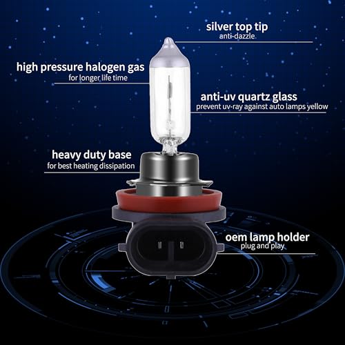 image for NEWBROWN H11 Headlight Bulb 200% brightness 4300K White 12V/55W Bulb H