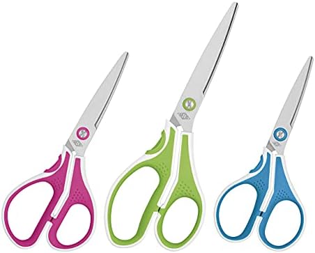 Wedo 9755009 nożyczki ze stali nierdzewnej Cut-it (13 cm szczotkowane, specjalny szlif, ergonomiczne uchwyty Softtouch) różowy/biały