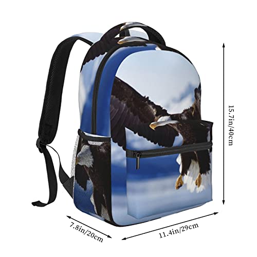 Sac d'école grande capacité Eagle confortable durable noir avec USB