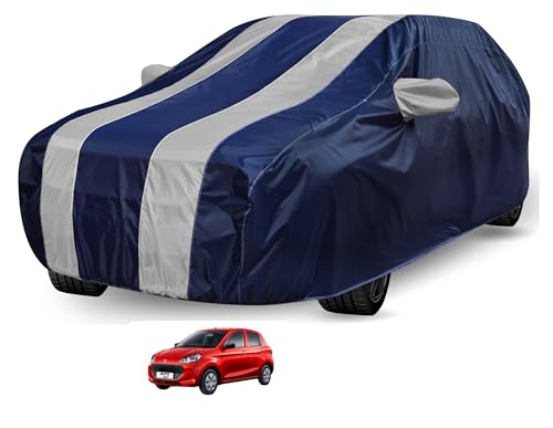 Image of Auto Hub Car Cover Compatible with Maruti Alto (Model : 2024-Till Date) with Mirror Pocket, Water Resistant, Triple Stitched, Alto 2024 Car Cover- Navy-Silver
