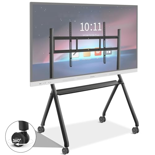 Image of Smart Board Stand for 55-75 Inch Electronic Whiteboard Screens, Lockable Wheels, Portable Design for Classroom, Home, Office
