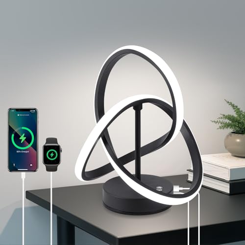 EIDISUNY Modern Spiral Table Lamps, LED Modern Table Lamp, Black Decor Bedside Light with Touch...