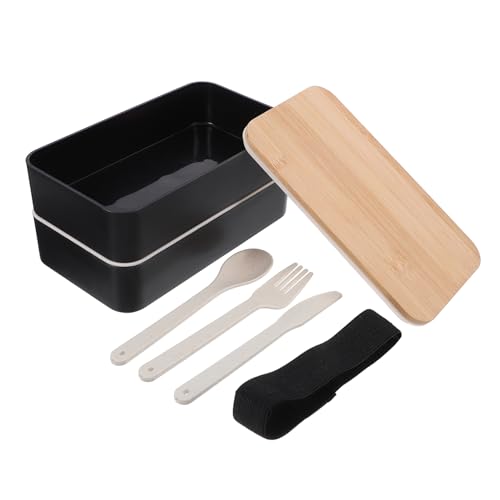 CHILDWEET Contenedor De Almuerzo Apilable Fiambrera Minimalista a Prueba De Fugas Caja Bento De Doble Capa Con Utensilios Para Oficina o Escuela Color