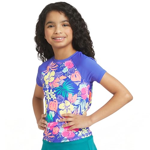 Image of Lands' End Girls' Swim UPF 50+ Short Sleeve Sun Tee Rash Guard Shirt