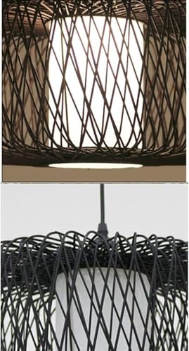 Lampe à rotin noir boho de table pendante et lustre de style rustique - 5