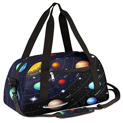 Universe Galaxy Solar System Kids Duffle Bag for Boys Girls Dance Bag,Outer Space Planets Sport Gym Bags Overnight Travel Bags Teen Kids Weekender Bag for School Practice Gymnastic Ballet3