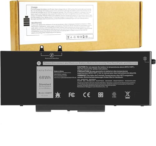 Image of 68Wh 3HWPP Battery for Dell Latitude 5410 5510 5501 5401 5411 5511 Precision 3541 3551,Inspiron 7706 2-in-1, Inspiron 17 7500 7506 2-in-1 Black 03HWPP 10X1J N2NLL 1VY7F 451-BCMN 15.2V (3HWPP)