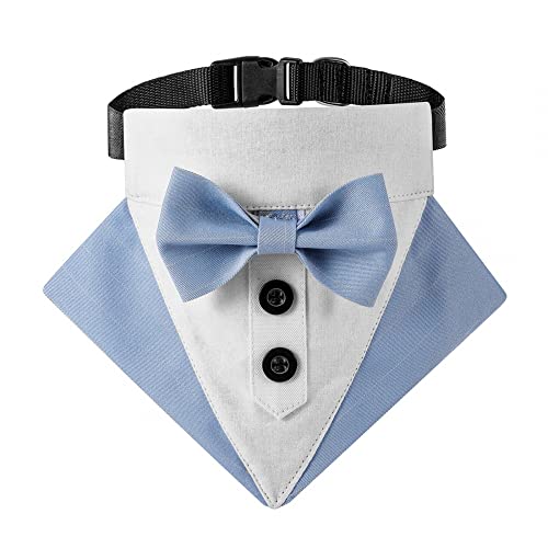 Dog Tuxedo Collar, Adjustable Dog Tuxedo Bowtie Collar with Bow Tie & Neck Tie Designs for Small Medium Large Dogs