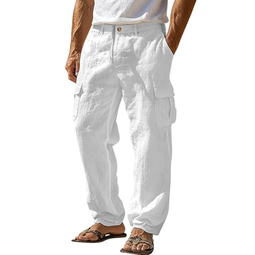 Men's Pants Botton Down Straight Leg Pockets Pants Comfortable Breathable Outdoor Lounge Trousers Spring Casual