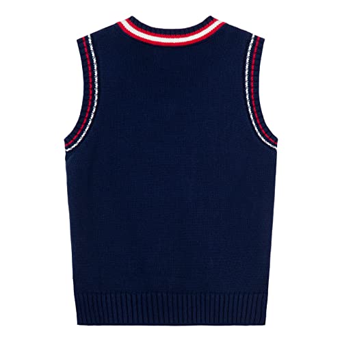 Mud Kingdom Boys and Toddlers' Uniform Cotton V-Neck Sweater Vest Knitted School2