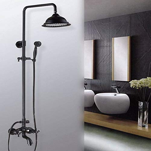 Douche effet pluie en laiton noir pour rénovation salle de bain rétro Ahg046