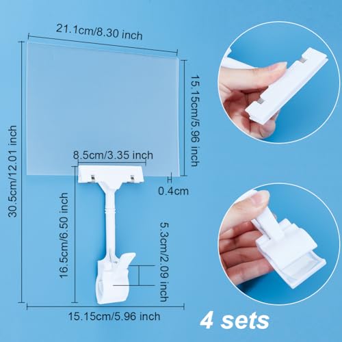 OLYCRAFT 4 Sets A5 Acrylic Sign Holder with Clamp 15x30cm Double Head Display Clips Clear Acrylic Display Board Label Display Holder for Party Supermarket Exhibition Department Store Trade - Image 2