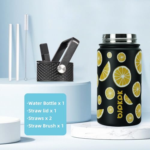 Image of BJPKPK Insulated Water Bottle, 15oz Stainless Steel with Straw Lid