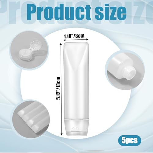 5 Stück Transparenter Reiseflaschen zum Befüllen Reisegröße Behälter Reisebehälter für Flüssigkeiten Reiseflaschen Set Travel Bottles Reise Kosmetik Behälter für Reisen DIY Balsam Kosmetik (50ml)