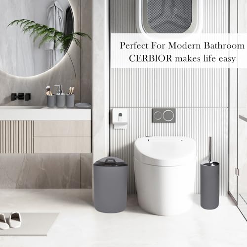 CERBIOR Bathroom Accessories Set 6 Piece Bath Ensemble Includes Soap Dispenser, Toothbrush Holder, Toothbrush Cup, Soap Dish for Decorative Countertop and Housewarming Gift (Light grey-6pcs) by CERBIOR - Image 8