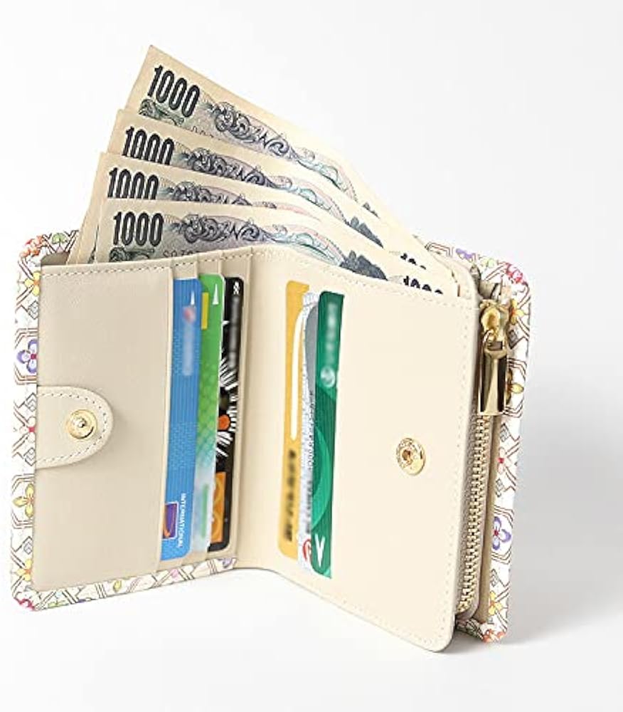 Amazon.co.jp: [浅草文庫] 友禅染 二つ折り 財布 L字ファスナー 花菱